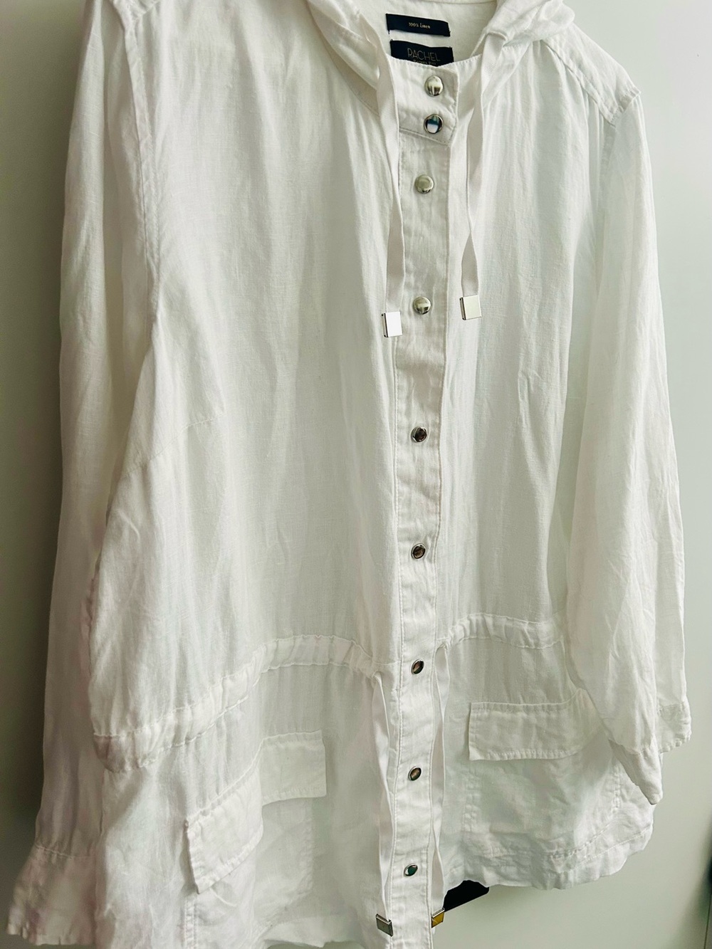 RACHEL Rachel Roy White Hooded Utility Jacket - 100% Linen